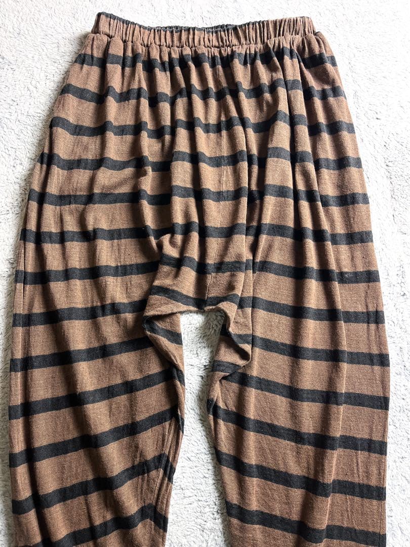 【ICHI Antiquite's】リネン100% ボーダー柄 サルエルパンツ