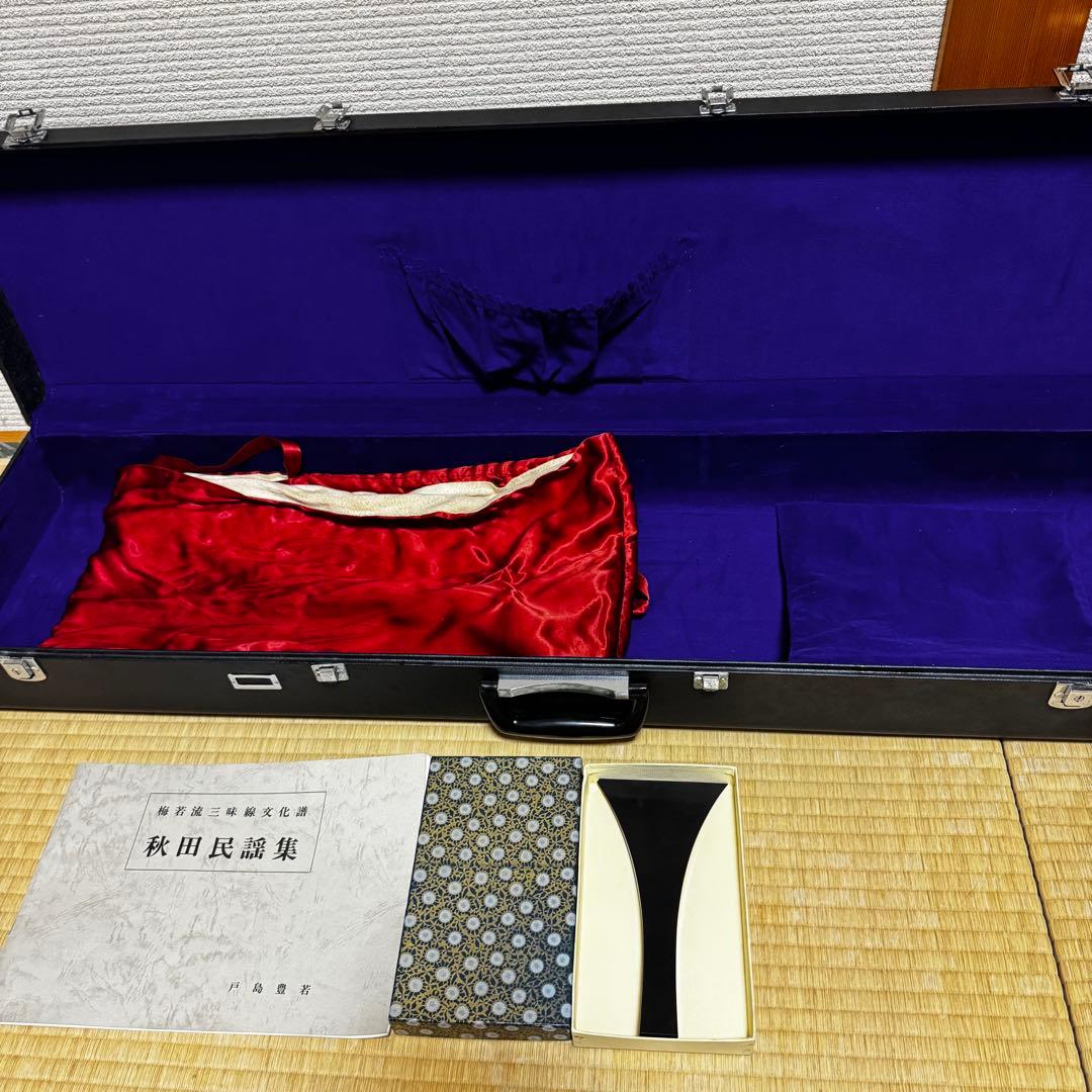 初心者オススメ 細棹 三味線 セット 撥 胴かけ 駒 ハードケース 花梨