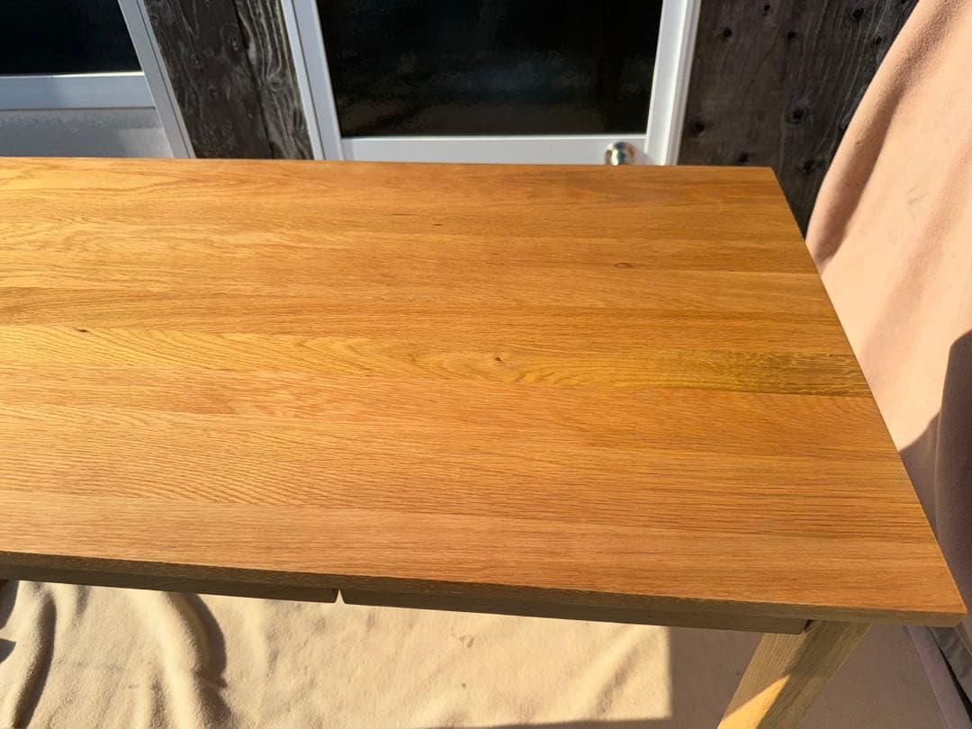 送料込み 無印良品 無垢材 デスク 引出付 オーク材 天然木 110