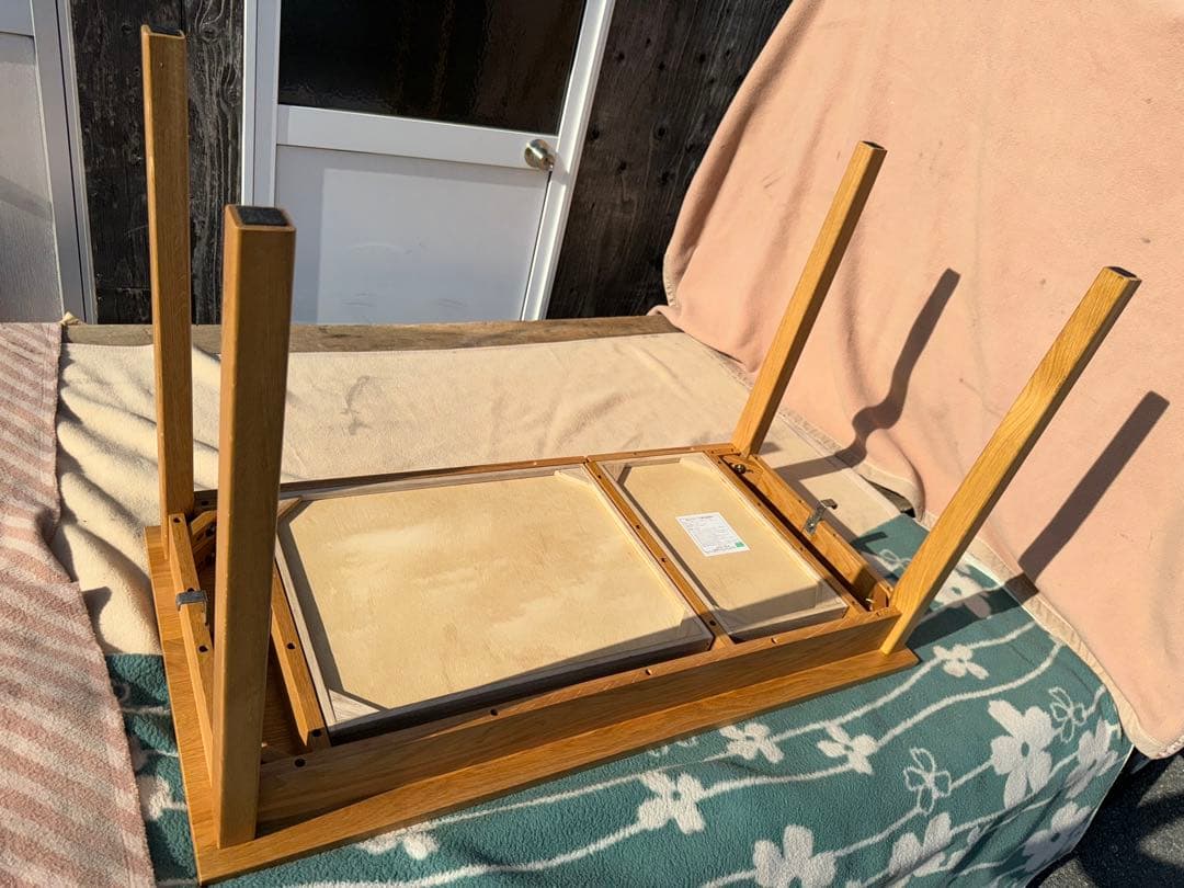 送料込み 無印良品 無垢材 デスク 引出付 オーク材 天然木 110