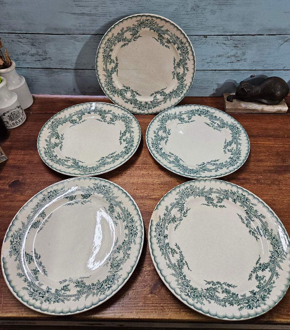 フランスアンティーク オナン窯 プレート 5枚セット COPPELIA 花柄