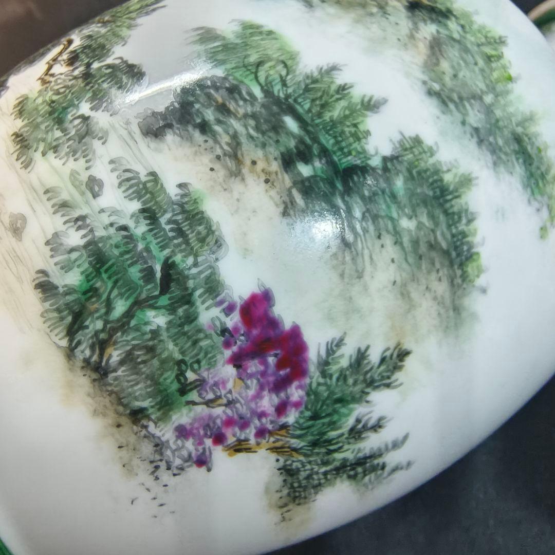 中国花瓶 手描き山水風景図 建窯 作家物 古美術 時代物 蒐集家放出美品 骨董