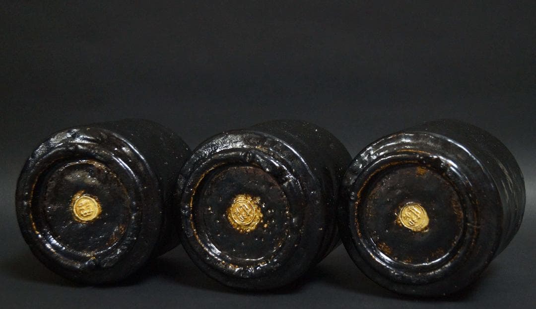 茶道具 大正期平安三国丹祐作 黒楽筒火入 3客 香炉 時代物