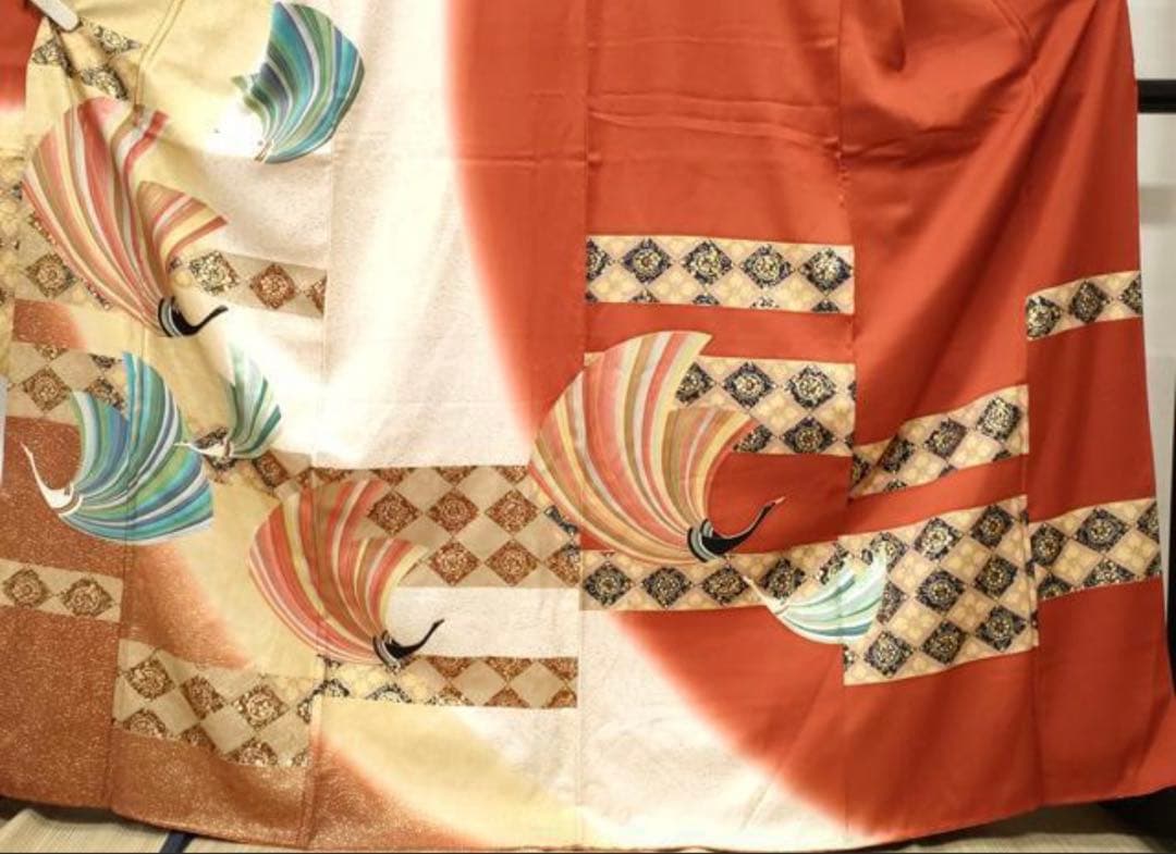 振袖フルセット6点サイズM〜L飛鶴菱花文 暈し