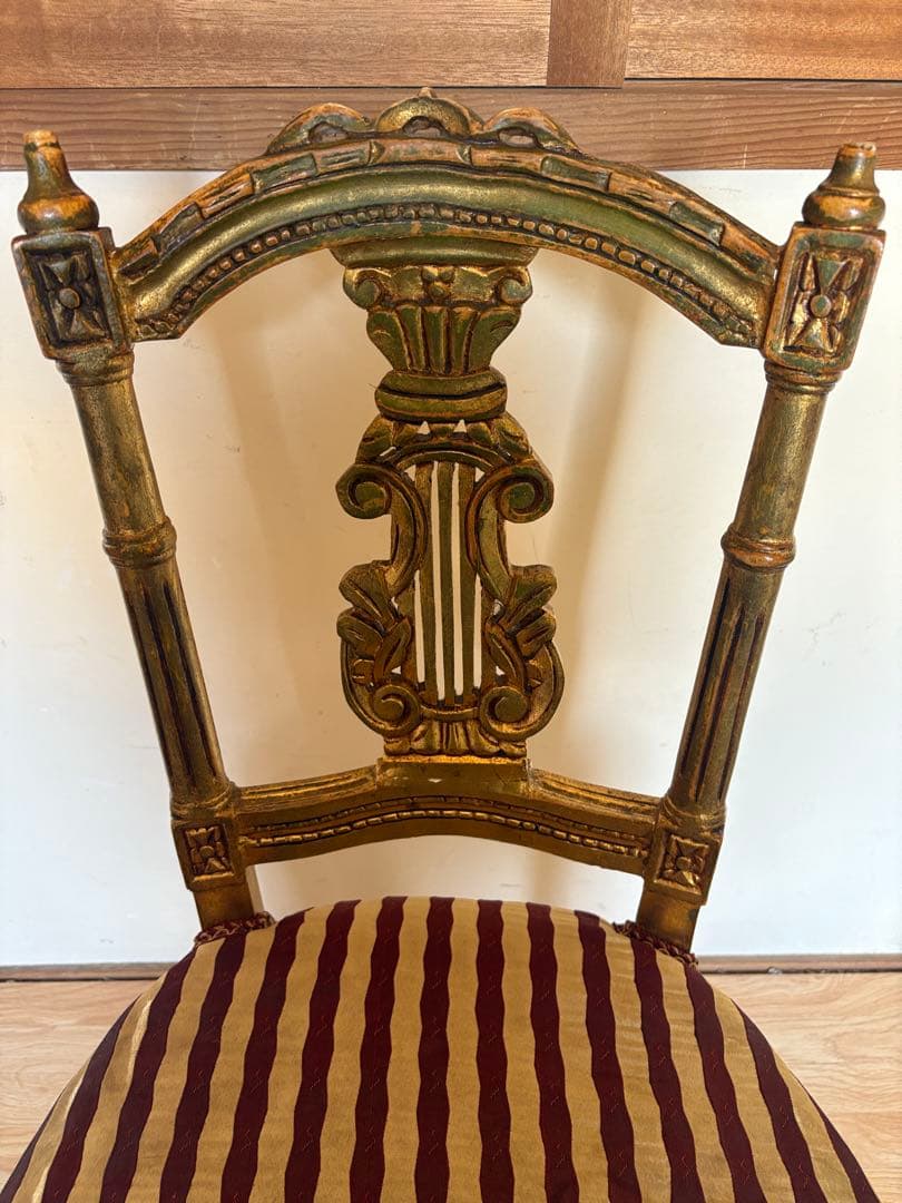 アンティークチェア サロンチェア ダイニングチェア ゴールド 当時物 ②