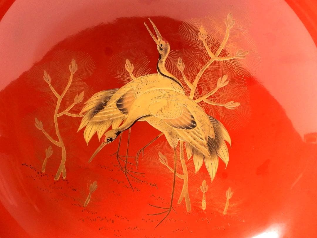 明治　朱塗　金蒔絵　漆器　木製　七ツ組　雅な雰囲気漂う盃 7点セット