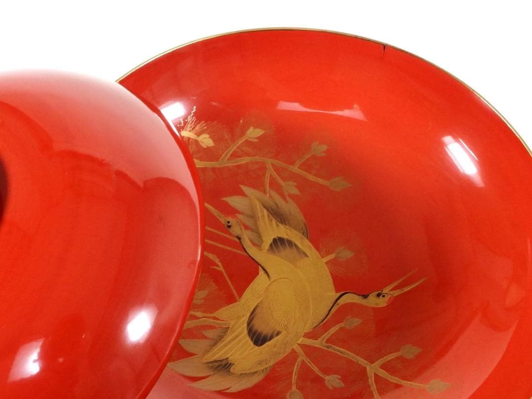 明治　朱塗　金蒔絵　漆器　木製　七ツ組　雅な雰囲気漂う盃 7点セット