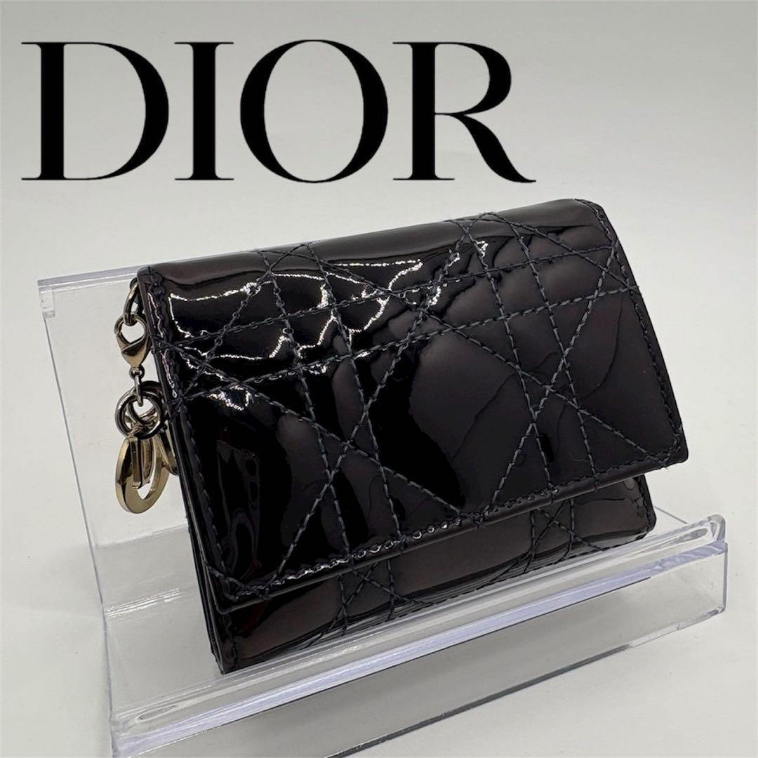 DIOR☆レディ ディオール☆エナメル☆ロータスウォレット☆カナージュ