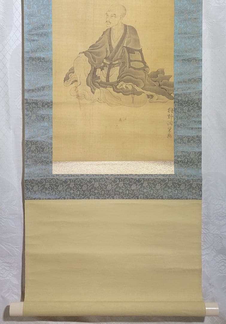 狩野洞栄 和歌 画賛 掛け軸 箱無し 書画、骨董品、美術品