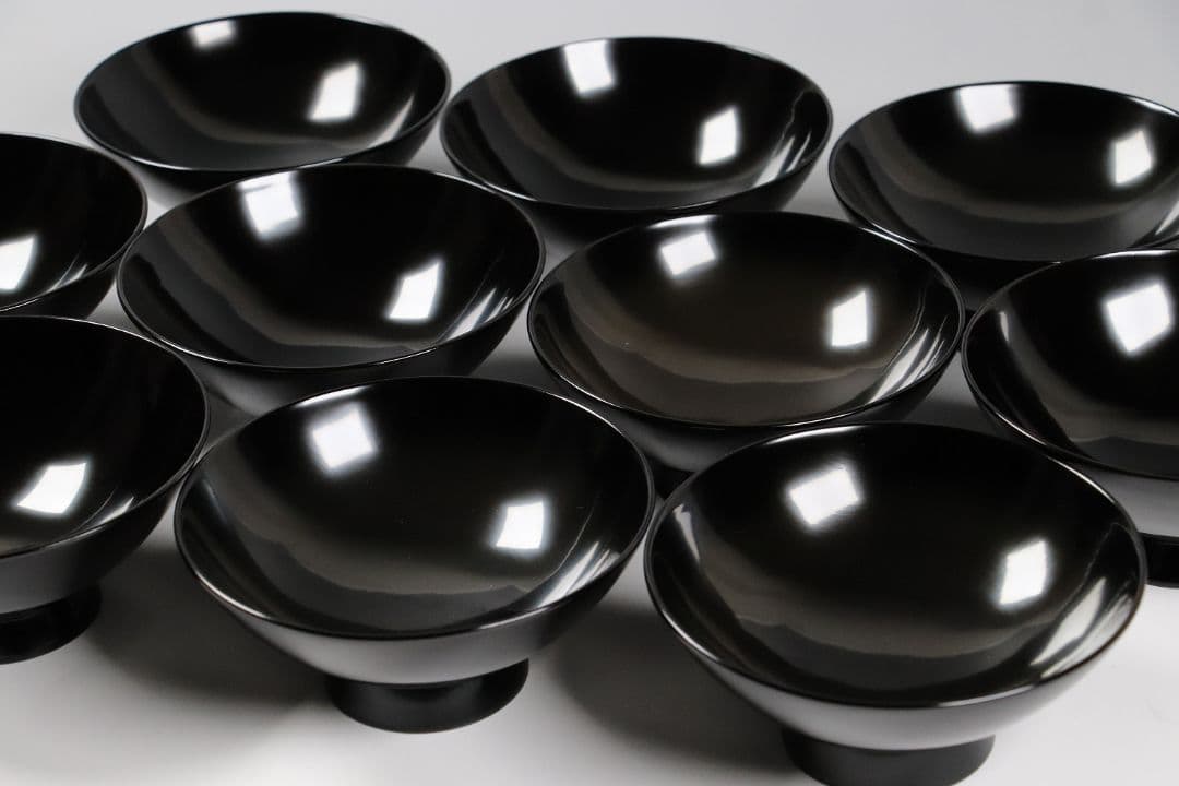 CK73 能登輪島塗 漆光堂謹製 流水菊 金蒔絵 黒塗吸物椀 九