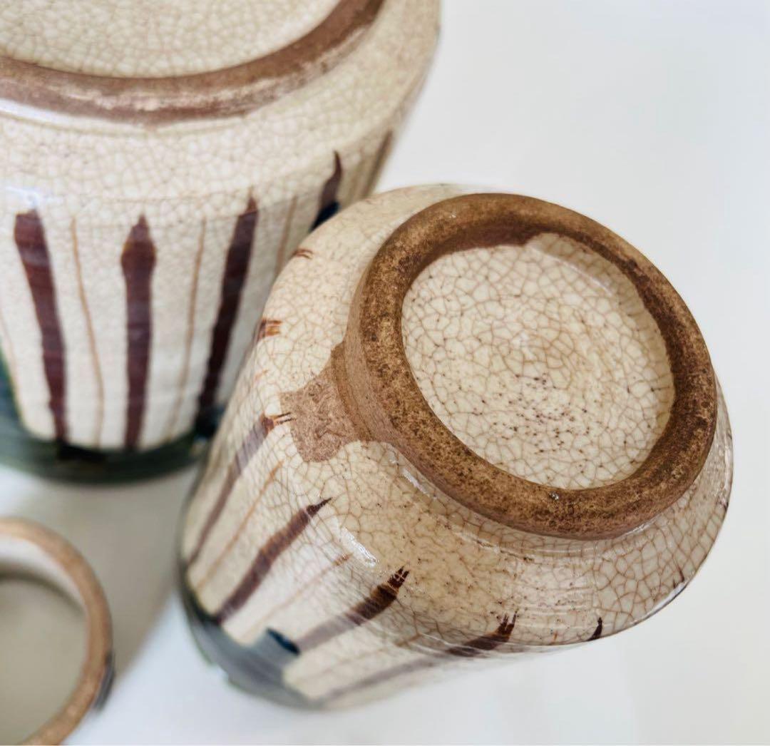 加藤六兵衛作☆皆具 織部 水指 蓋置 建水 柄杓立