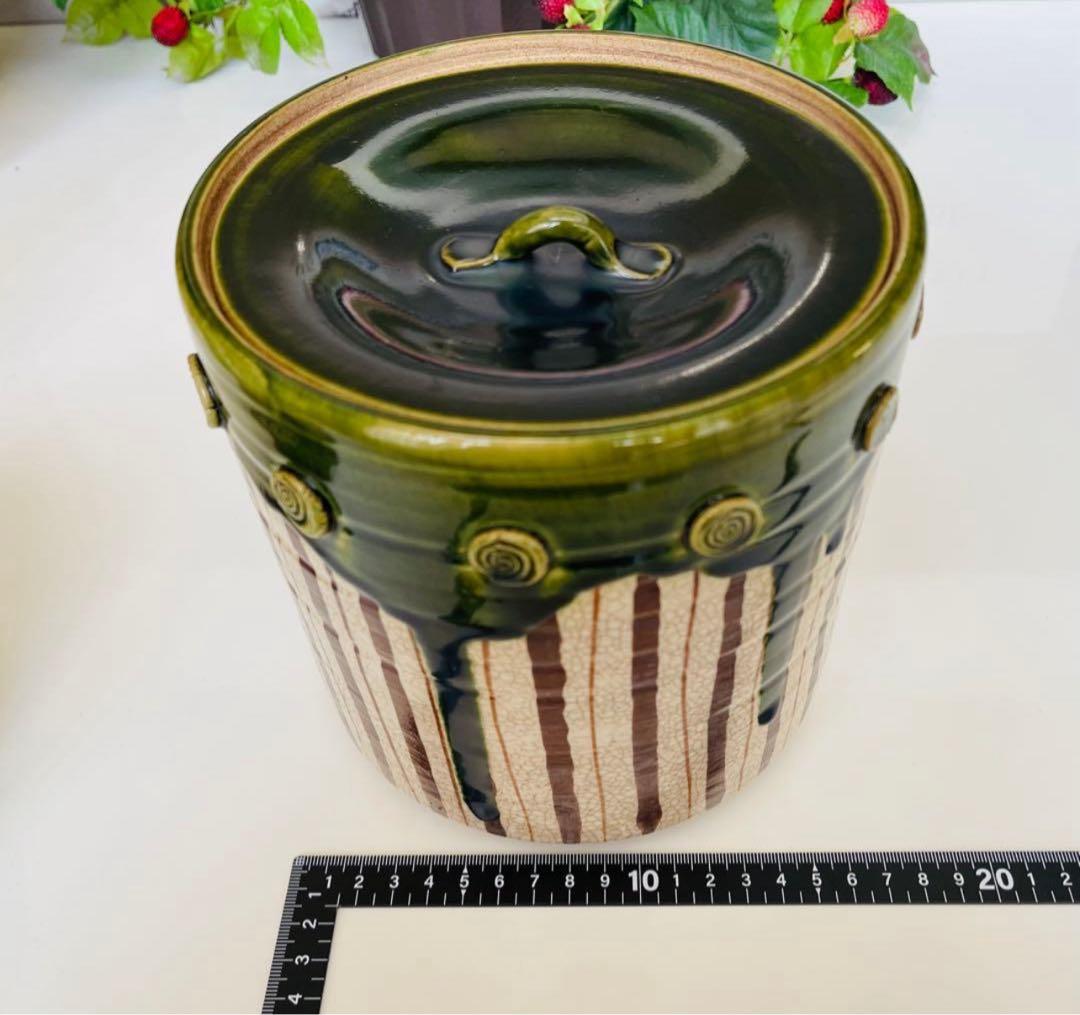 加藤六兵衛作☆皆具 織部 水指 蓋置 建水 柄杓立