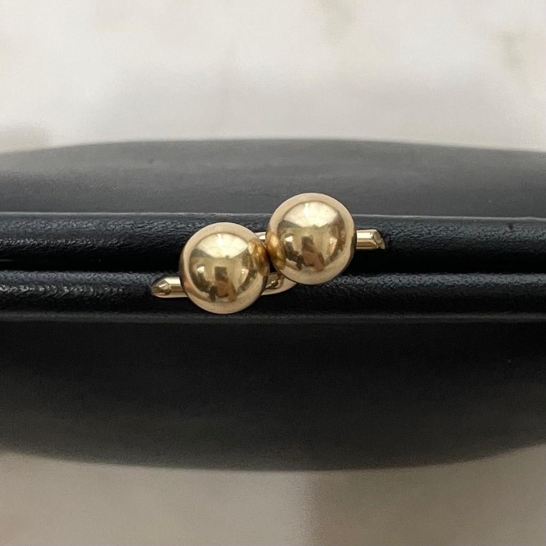 小物 COACH Leather Coin Purse Kiss Lock Black