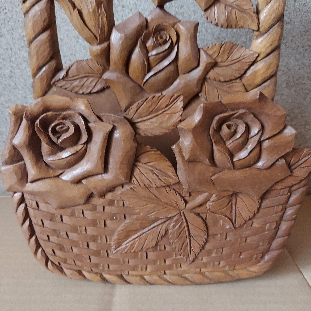 木製バスケット型レターボックスバラの彫刻 - メルカリ