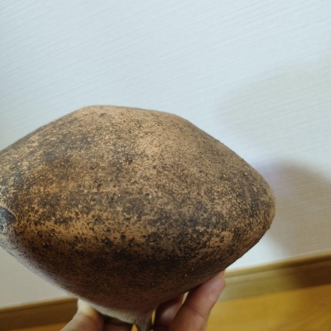 発掘品　弥生土器　そろばん型の小壷　波状紋様　　矢作川流域出土