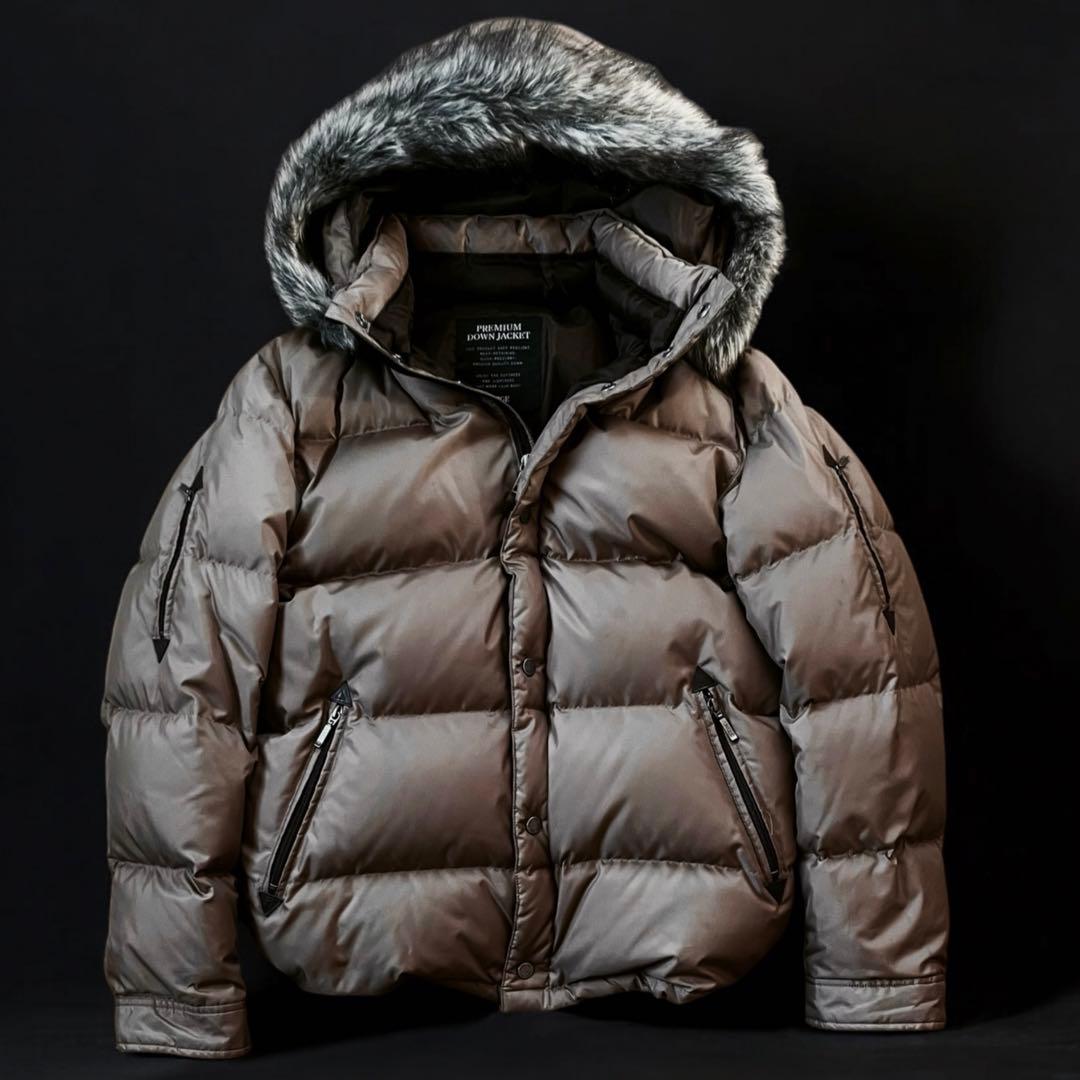 Y2K ファー ダウンジャケットN2B 平成 ギャル男 光沢 短丈 opium