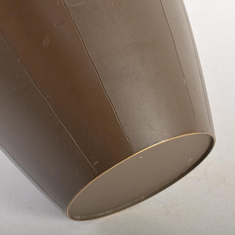 精金堂作　魚彫　宣徳銅花瓶　花入　共箱　V　5985C