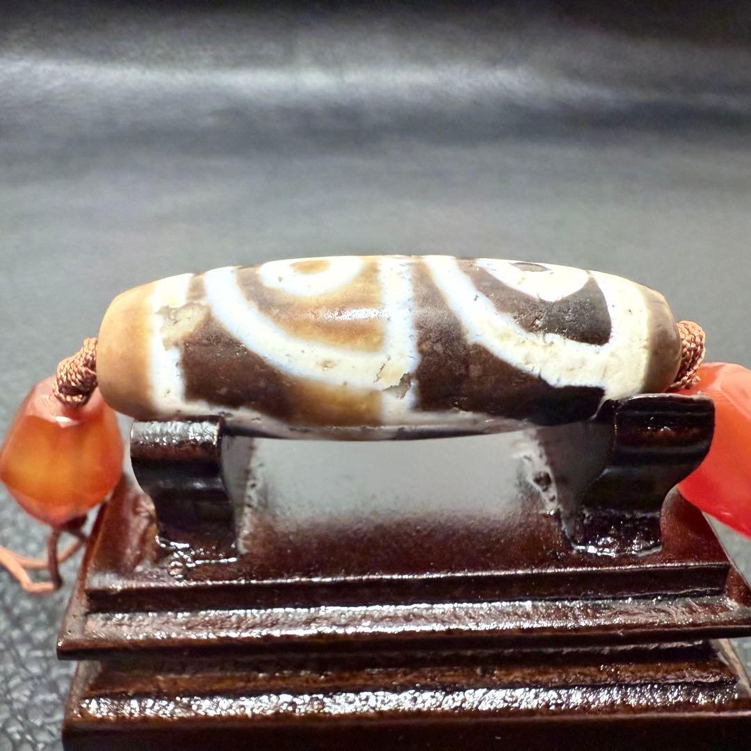 チベット 西蔵 変形四眼天珠 ジービーズ ancient 朱砂 老天