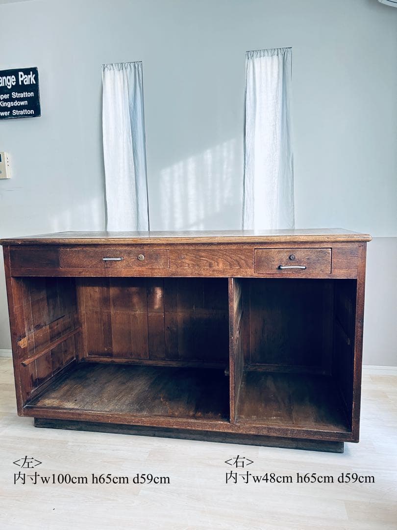 フランスアンティーク 家具 木製ショップカウンター 作業台 アトリエ