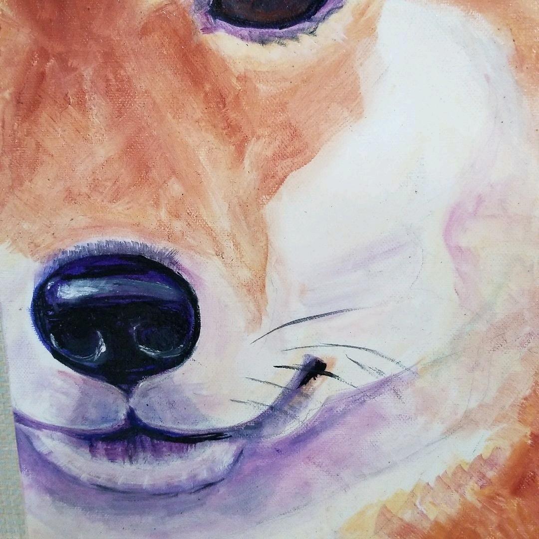 油絵 専用 穏やかなお利口さんの柴犬 見本