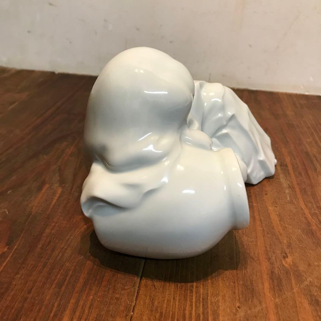 美品 陶器 慈山伯 猩々 白磁 置物 オブジェ 当時物 丁寧な作り