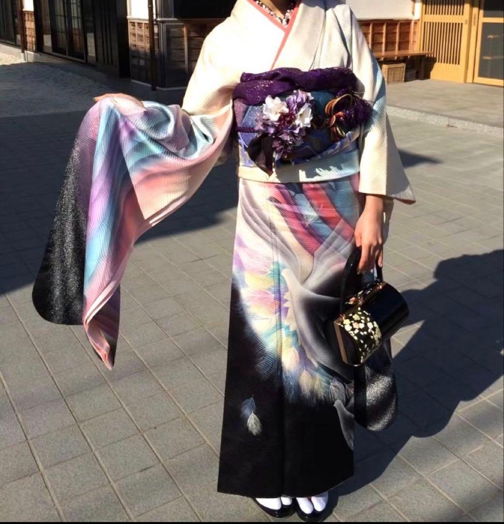 成人式 振袖 フルセット】正絹 孔雀 秋山庄太郎デザイン - メルカリ