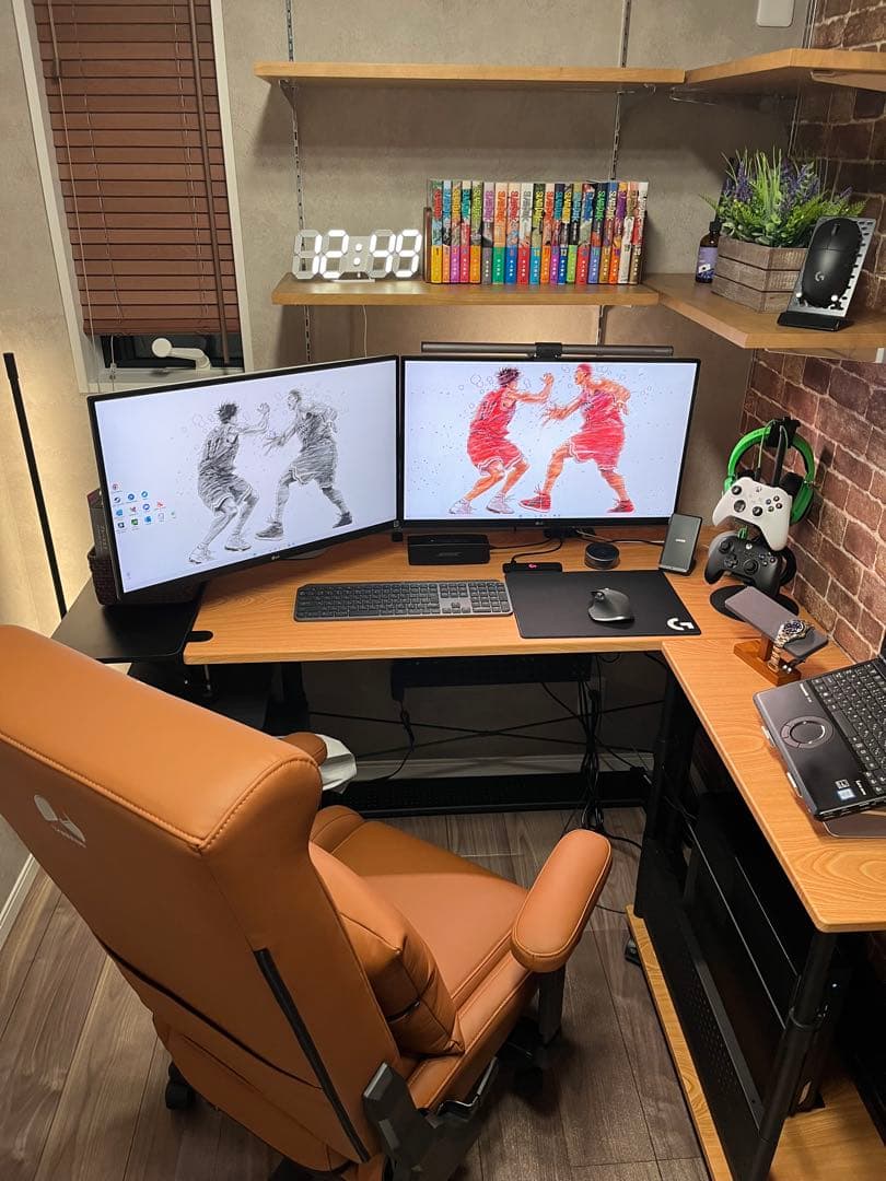 【美品・先着】Bauhutte ゲーミングデスク木目