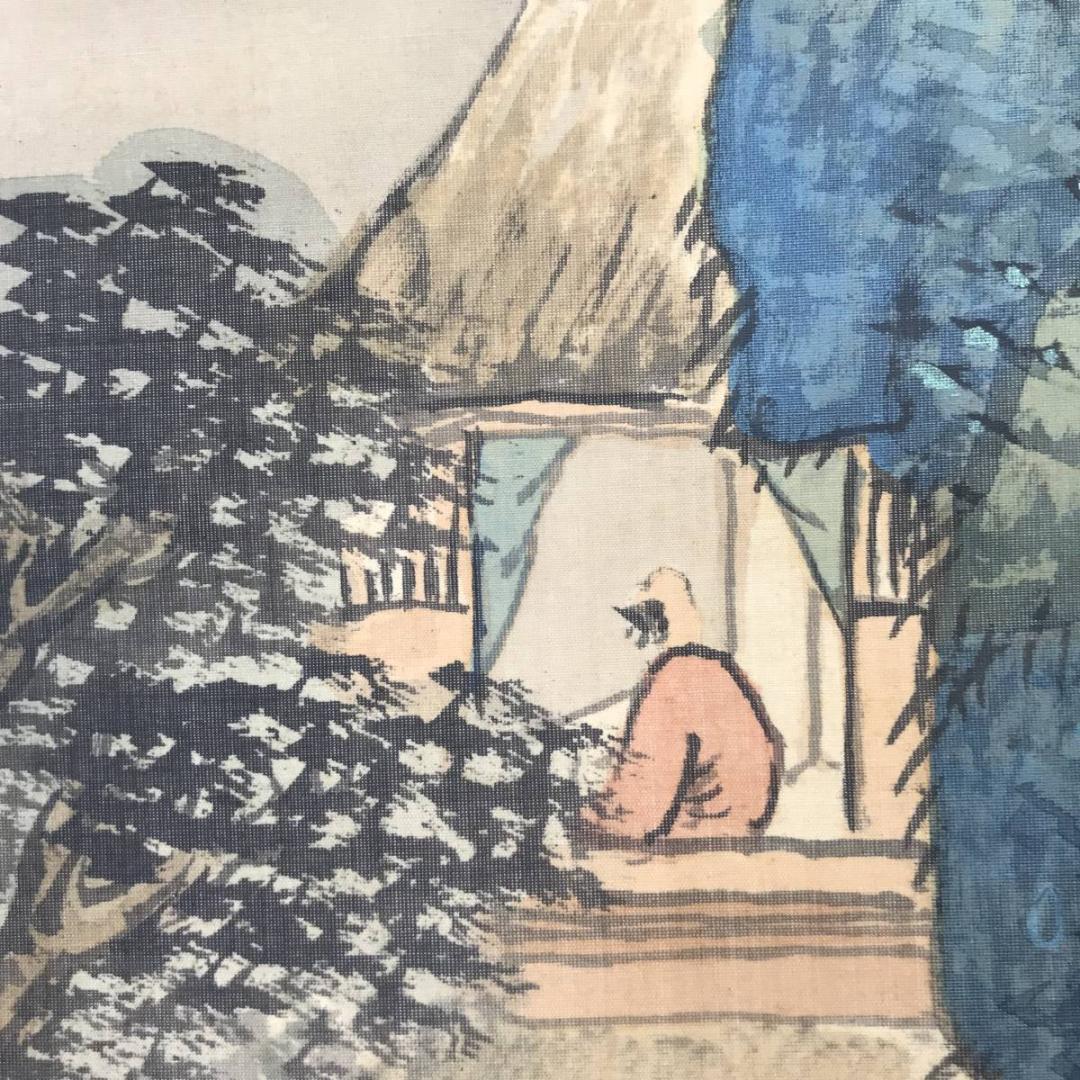 【真作】赤松雲嶺/山亭時鳥図/青緑山水人物図/掛軸☆宝船☆AB-584