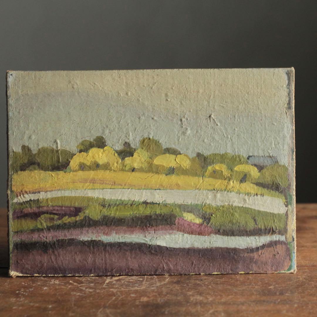 戦前？ 古い 板絵 油彩 油絵 古道具 アンティーク