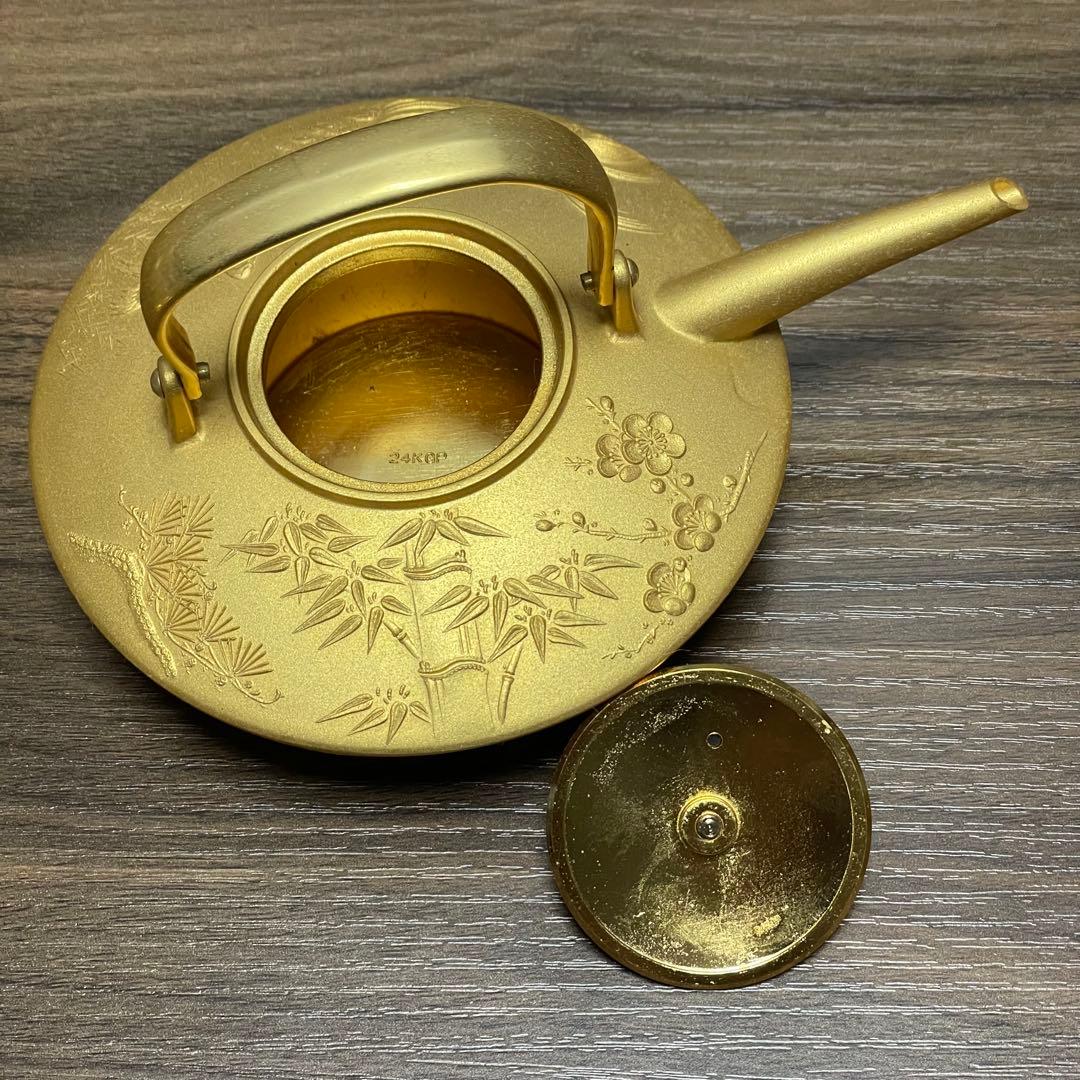 【天皇陛下御即位50年記念】24KGP 黄金酒器 フルセット銚子燗鍋盃プレート付