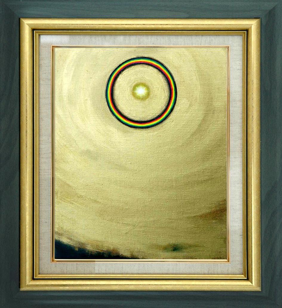 油絵 菅家令子 絵 絵画インテリア 額付(銀) F3-G112023 風景祈希望