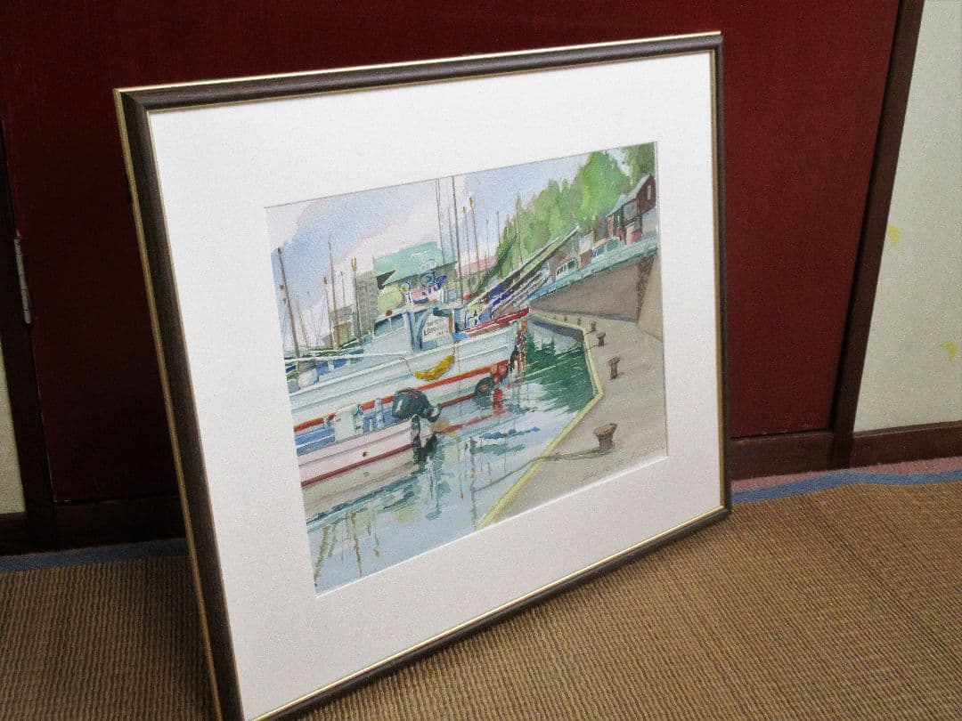 水彩画 「係留船」