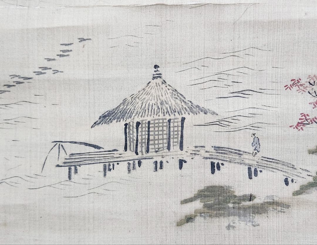 【近江八景図 双幅】狩野友甫宴信 1009 滋賀 掛け軸 肉筆 江戸狩野