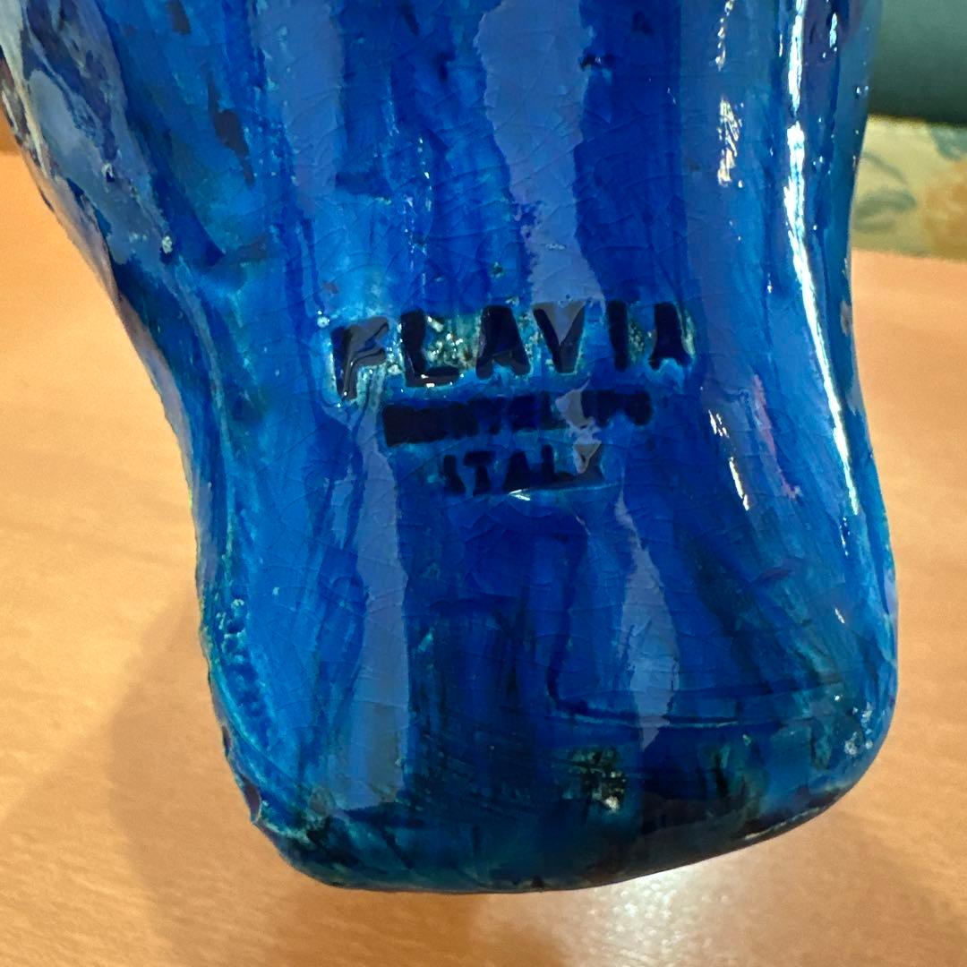 Italy Bitossi社 Flavia リミニブルー フウロウオブジェ 美品