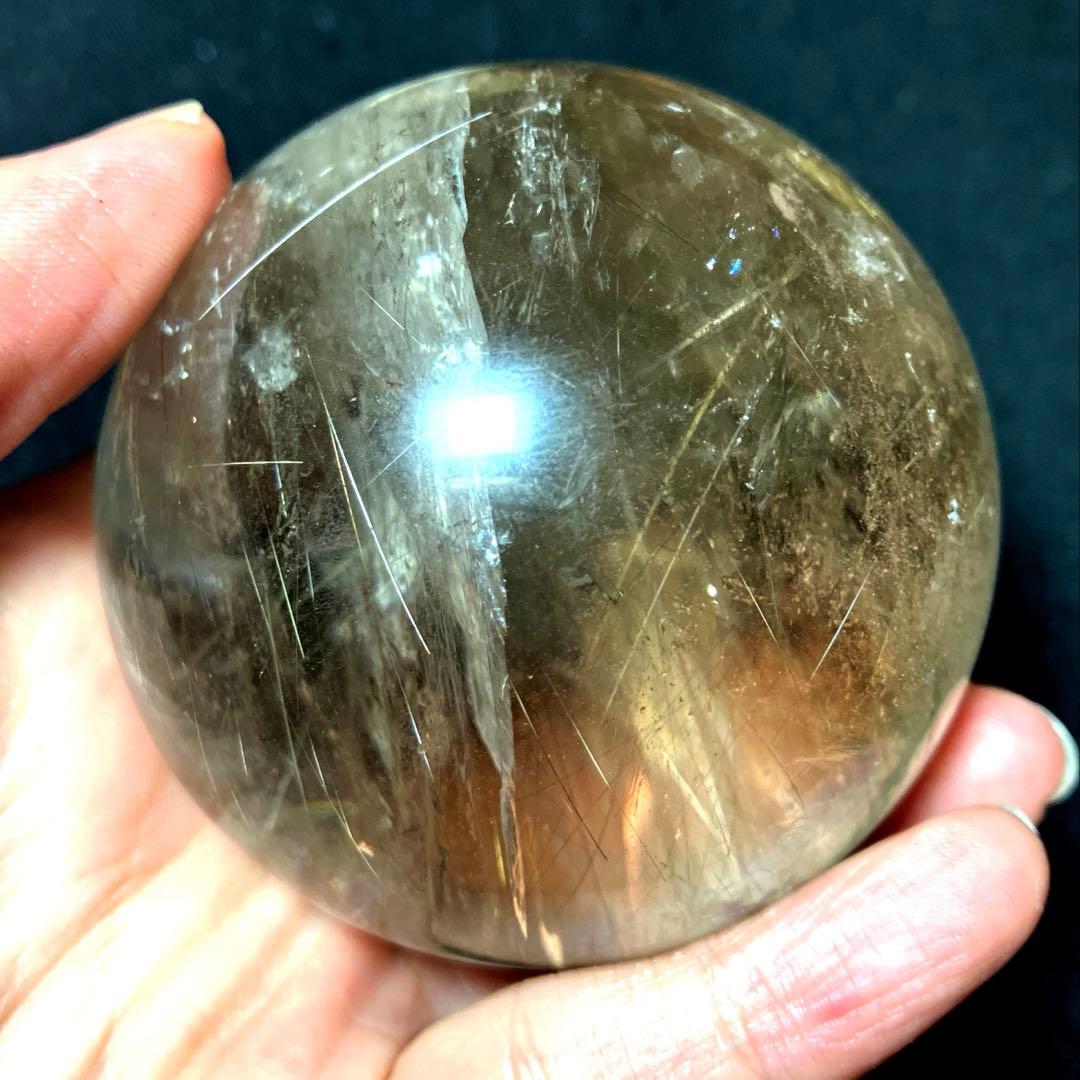 超大玉 63mm ゴールドタイチンルチルクォーツ 丸玉 スフィア 金針水晶