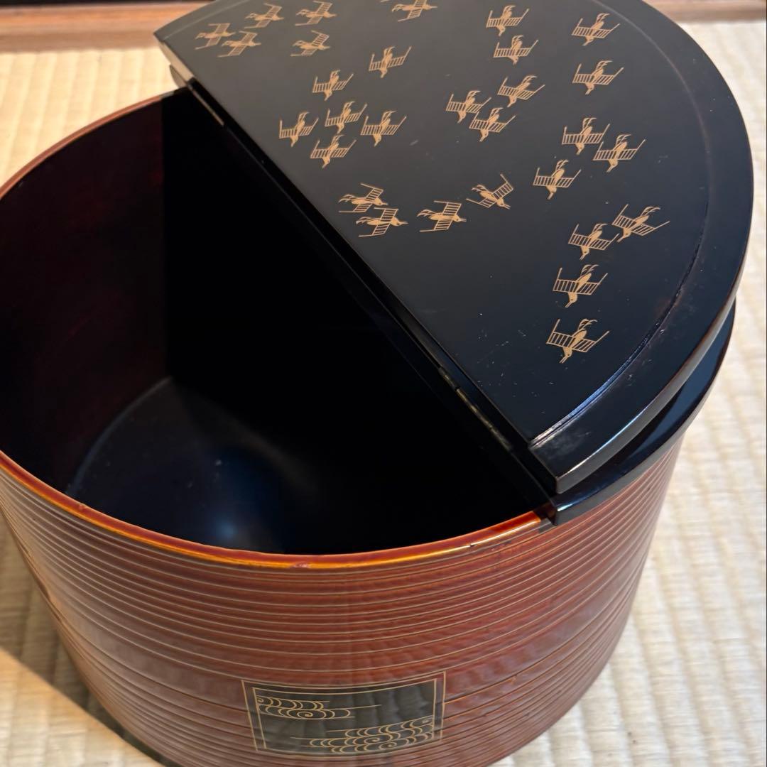 裏千鳥　曲水指 水指『春慶塗　鳥金蒔絵蓋　茶道具