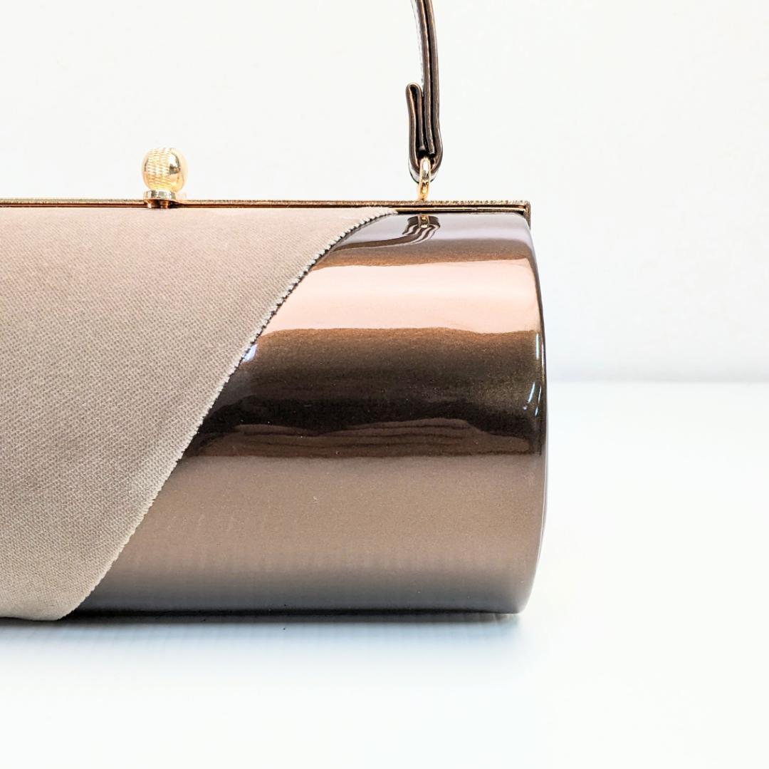 ベロア 3枚芯 ハイヒール 草履バッグ セット ブラウン w64-4