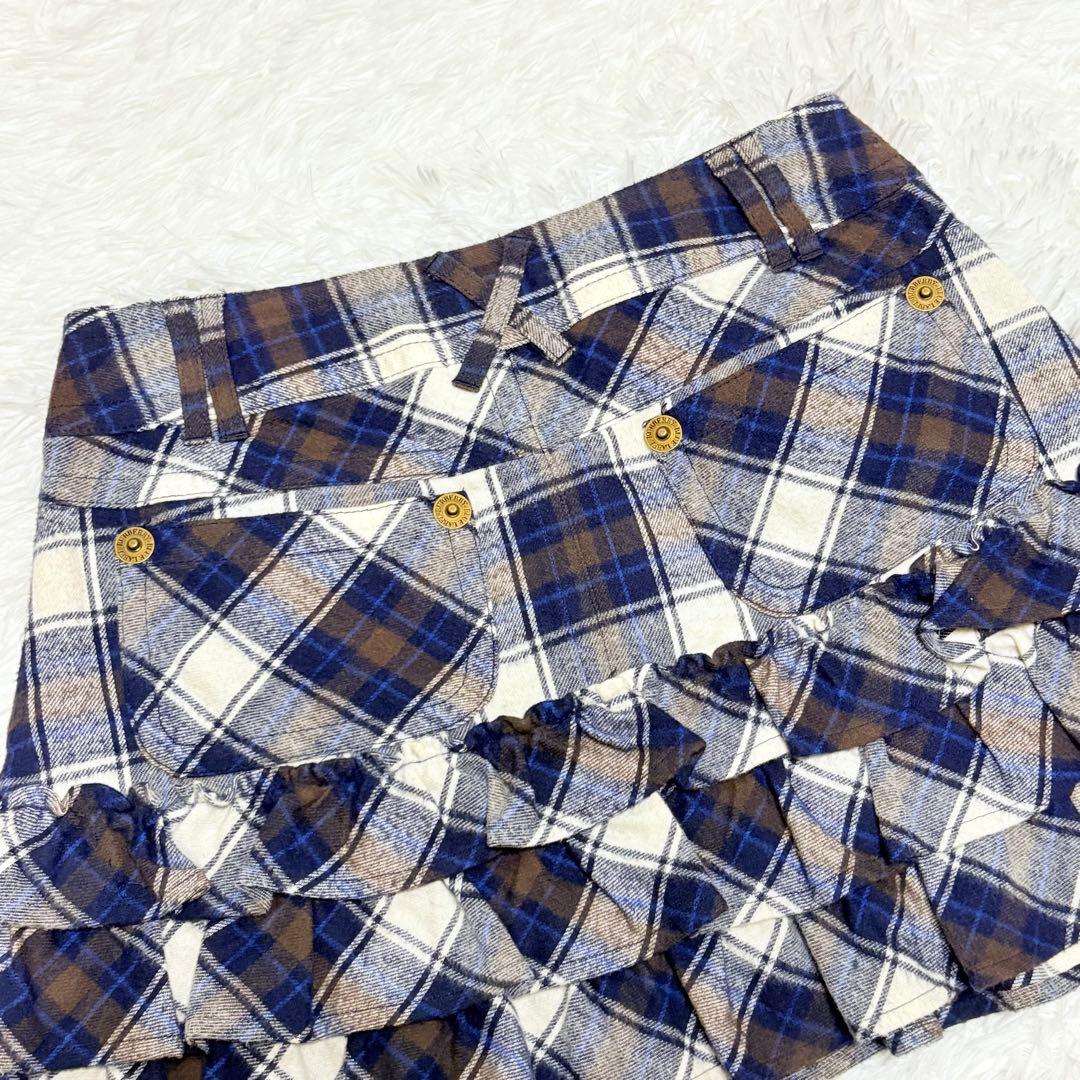 BURBERRY チェック　フリルミニスカート　Y2K 平成ファッション　ブルー