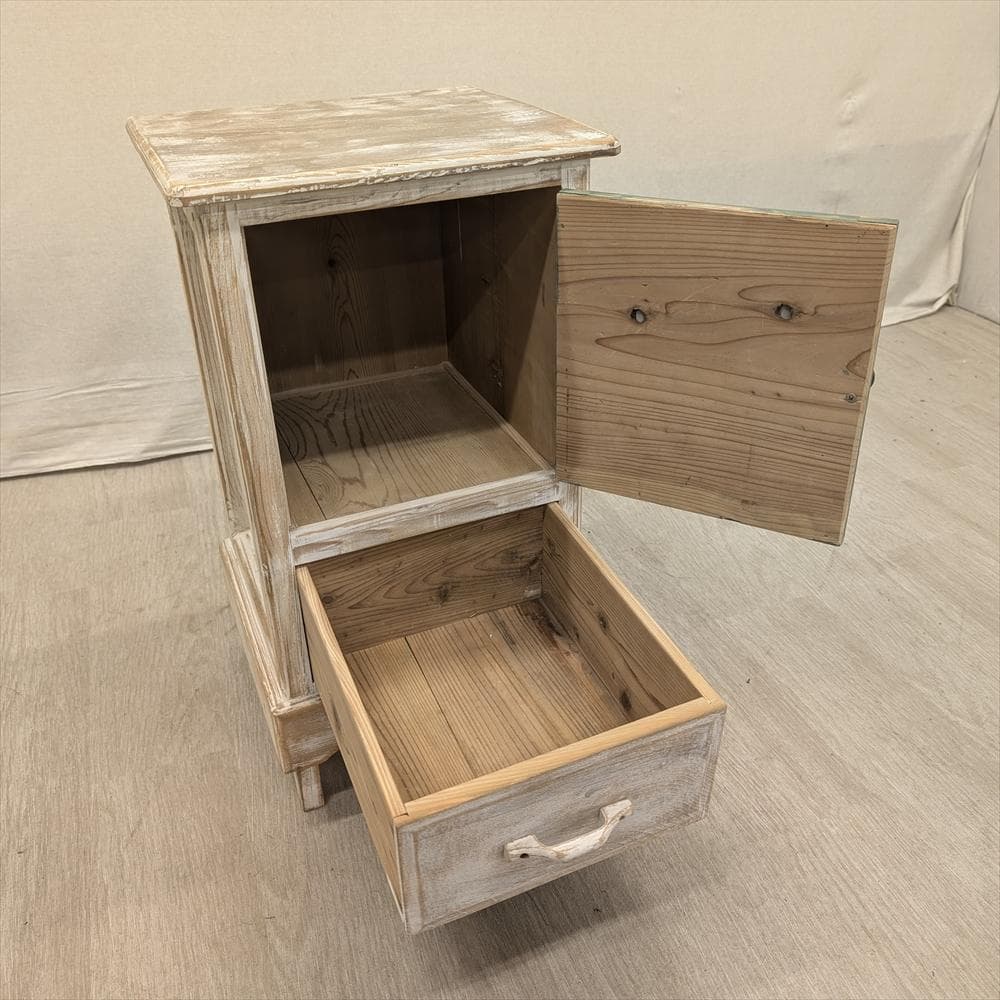 展示品 木製 シャビー ハンドメイド キャビネット 収納棚 食器棚 花台