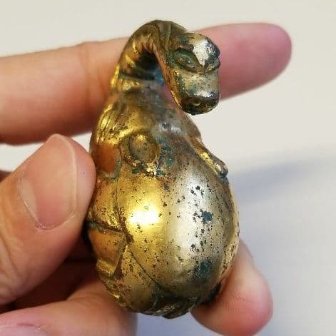 中国 鍍金 置物 青銅 骨董