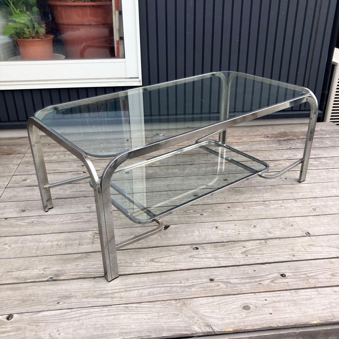 ミッドセンチュリー アイアンフレーム センターテーブル ガラス