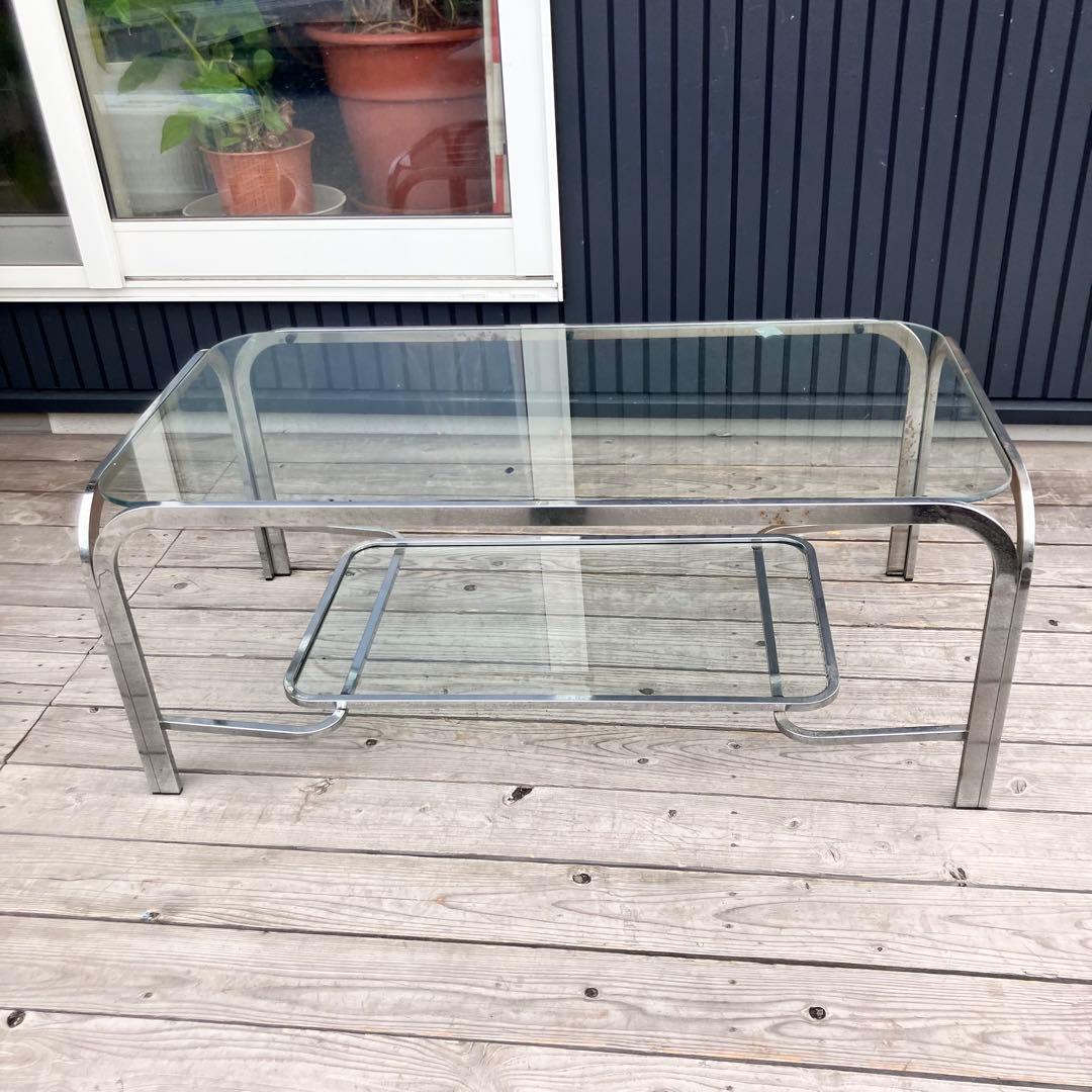 ミッドセンチュリー アイアンフレーム センターテーブル ガラス