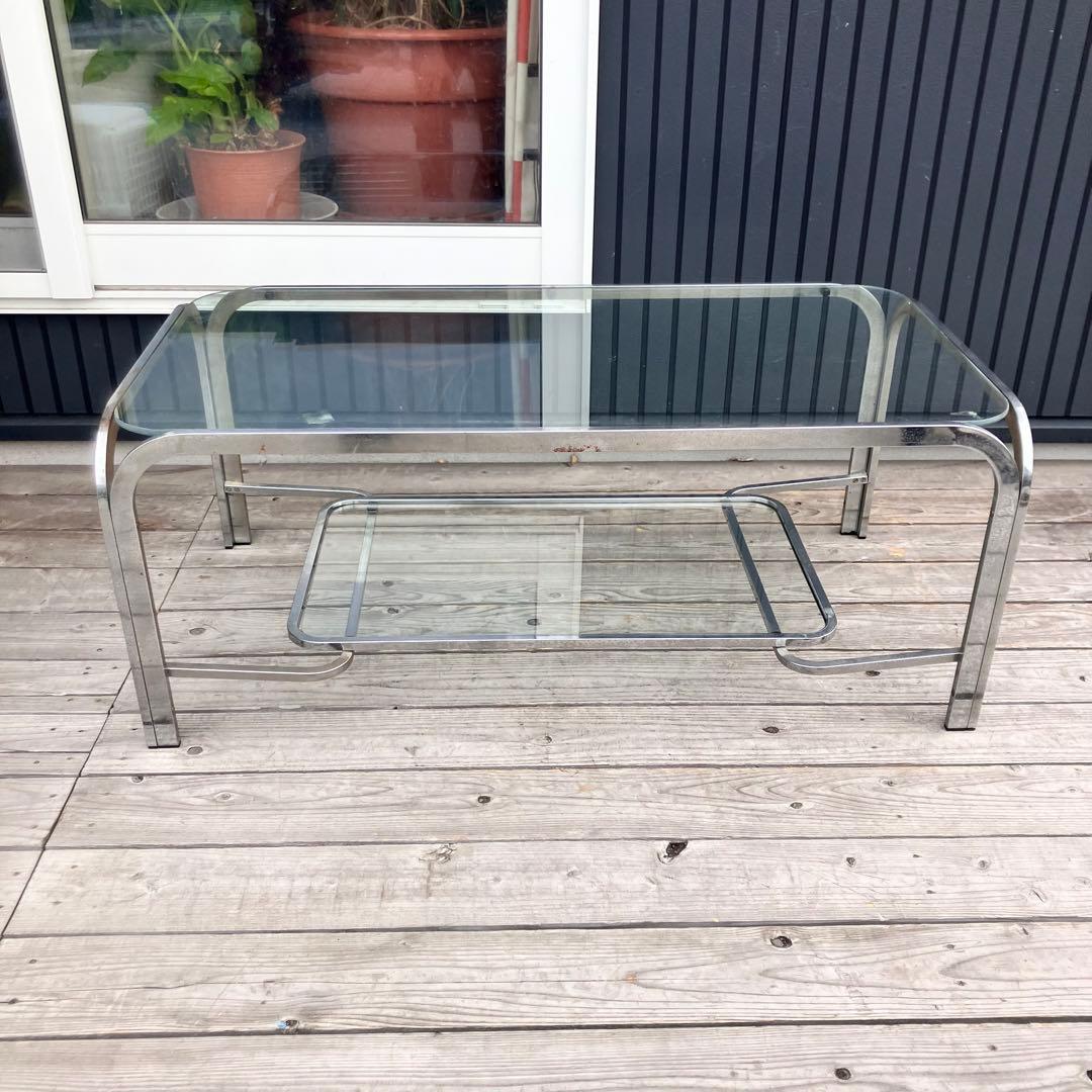 ミッドセンチュリー アイアンフレーム センターテーブル ガラス