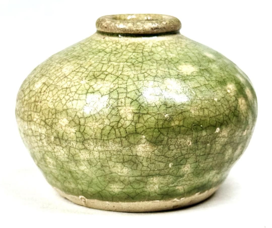 宋時代 緑釉壷 緑釉壷 伝世品焼物 ウブ品 茶道具 中国