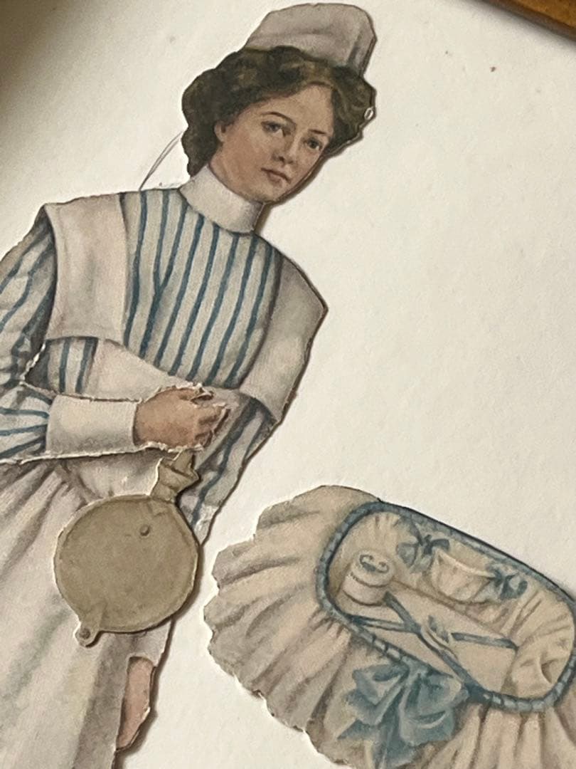 アンティークヴィクトリアンガラスフレーム壁掛け額装飾ペーパードール