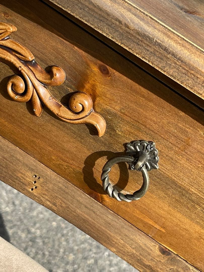 洋風 アンティークデスク 木製 軽量 テーブル イスセット