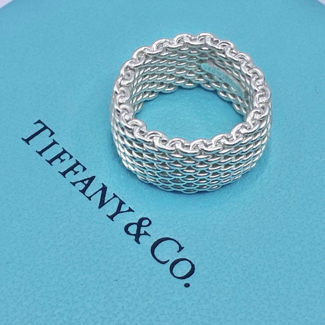 【美品】ティファニー　11号　サマセット　メッシュ　リング　シルバー　指輪