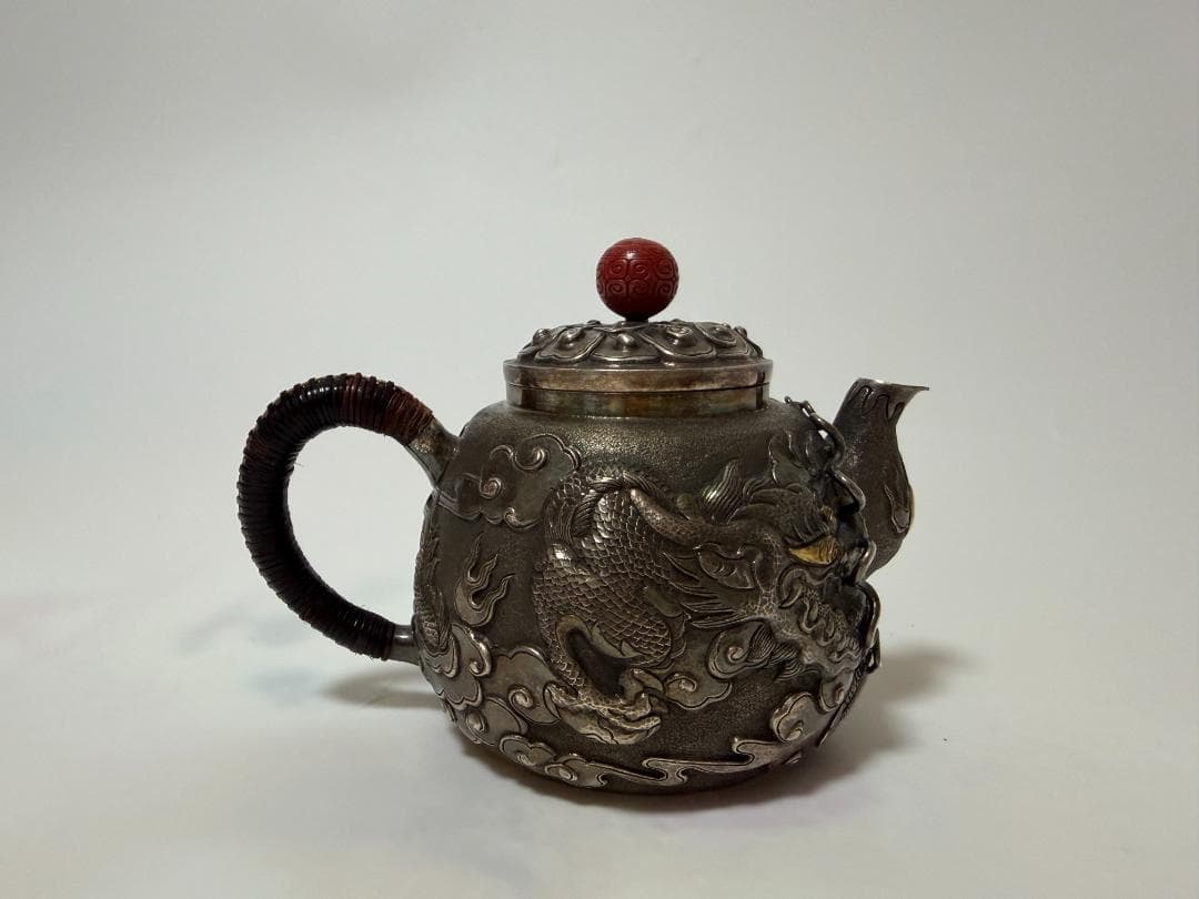 純銀製 龍文彫り 急須 銀瓶 煎茶道具 - メルカリ