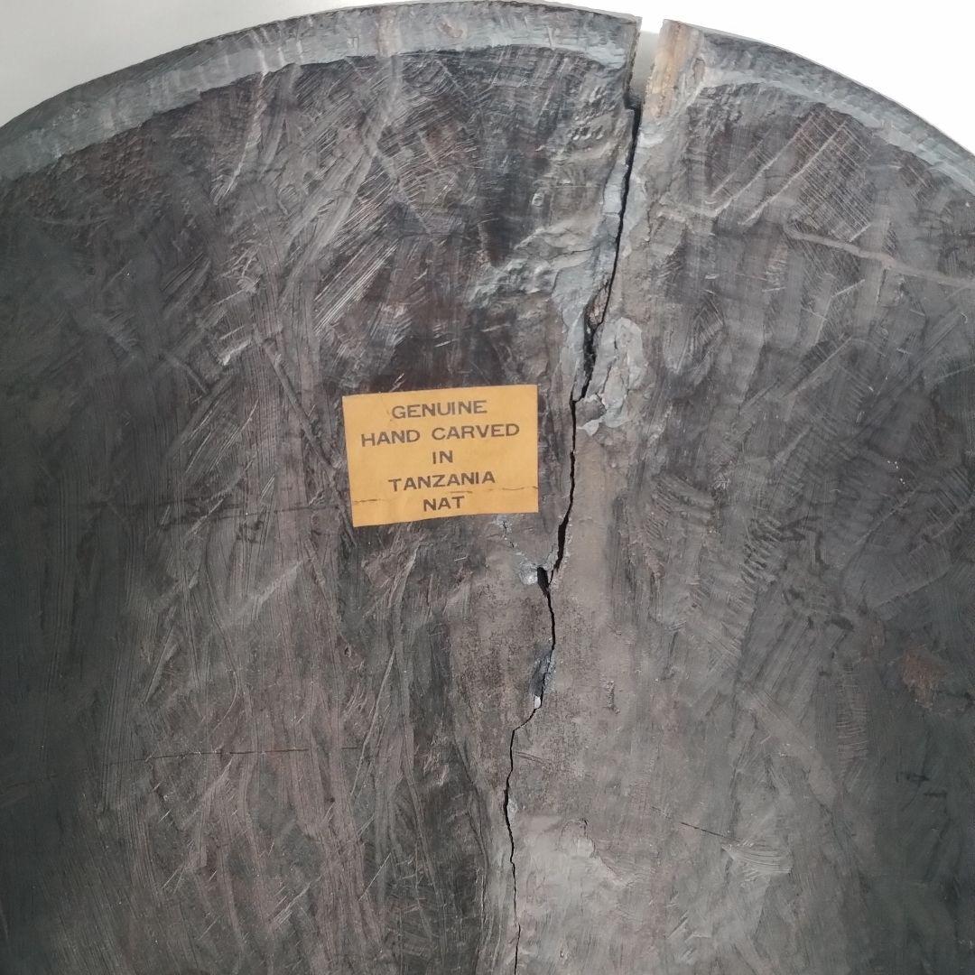 c【亀裂あり】 タンザニア 木製 彫刻 木彫り 面 特大