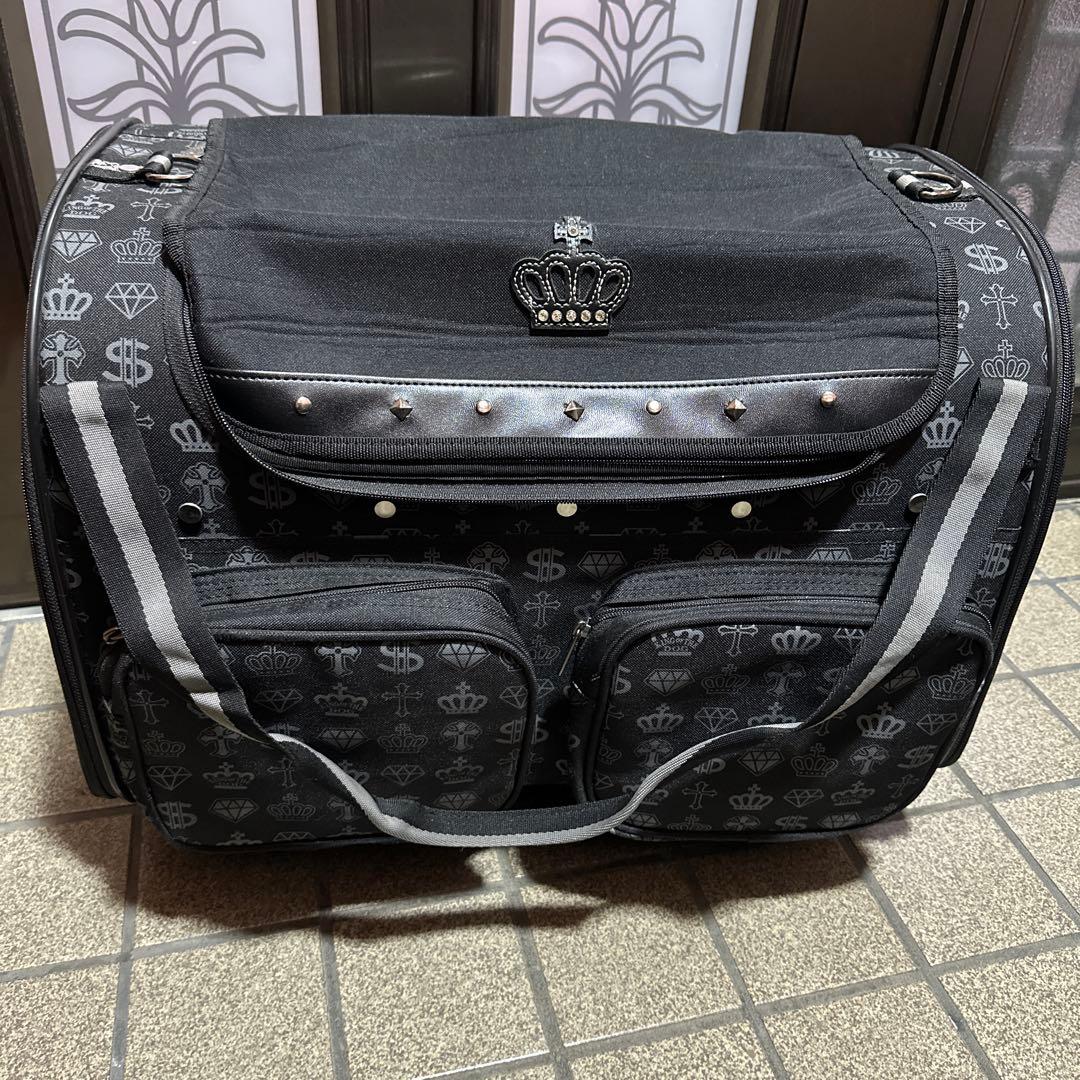 犬用キャリーバッグ 黒 王冠デザイン